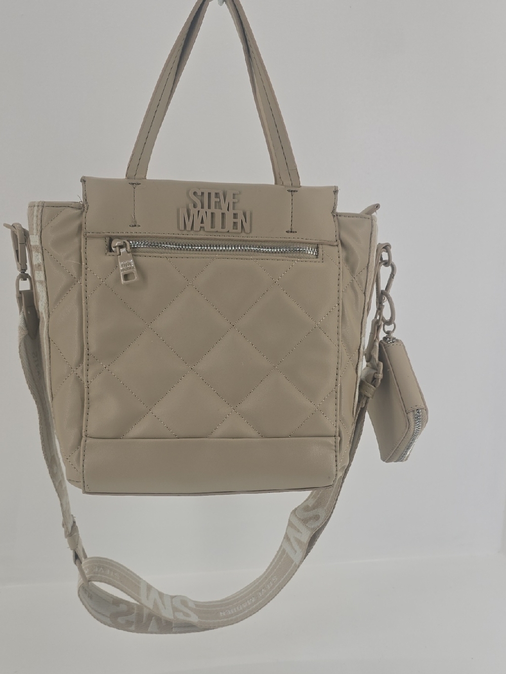 Steve Madden Quilted Tote in Beige Taupe